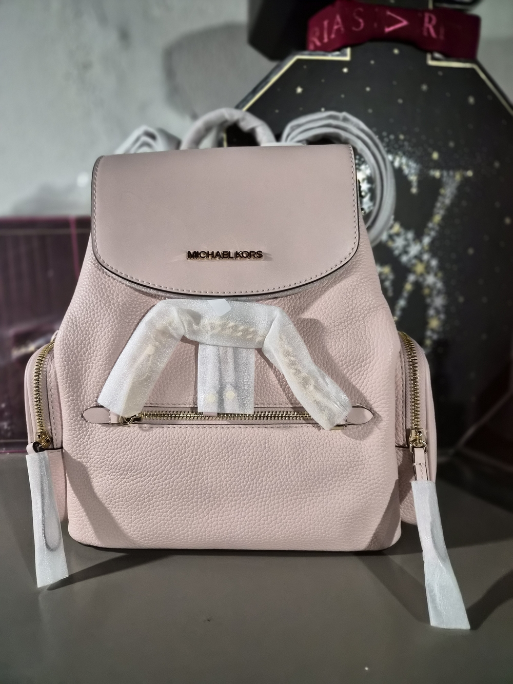 MICHAEL KORS Blush Pink Pebbled Leather Backpack